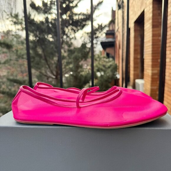 New Jeffrey Campbell Swan Lake Moira Mesh Flats Ballet Shoes Pink Fuchsia - Picture 5 of 13